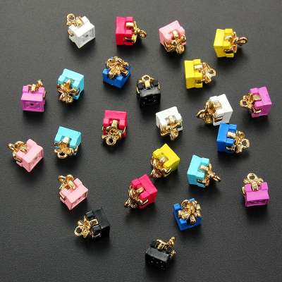 DIY metal zinc alloy gift box pendant charm jewelry