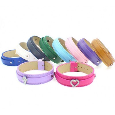 Wholesale cheap leather wrap plain leather charm bracelet