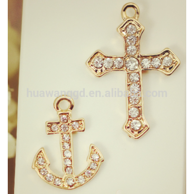 Special Design Dangle alloy cross pendant,anchor pendant for necklace