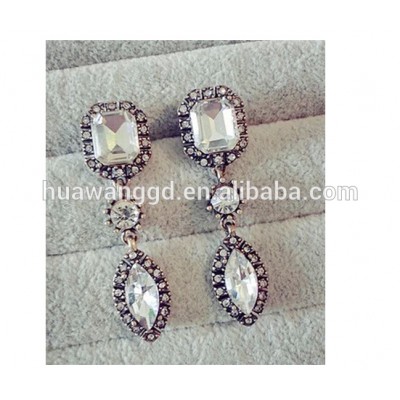 wholesale fashion Elegant shiny transparent glass stone leaf drop Earrings! wholesale