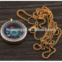 Glass Round plain locket pendant