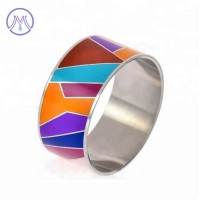 32mm Custom Design Multicolor Enameled Cloisonne Bangle Stainless Steel Bracelet